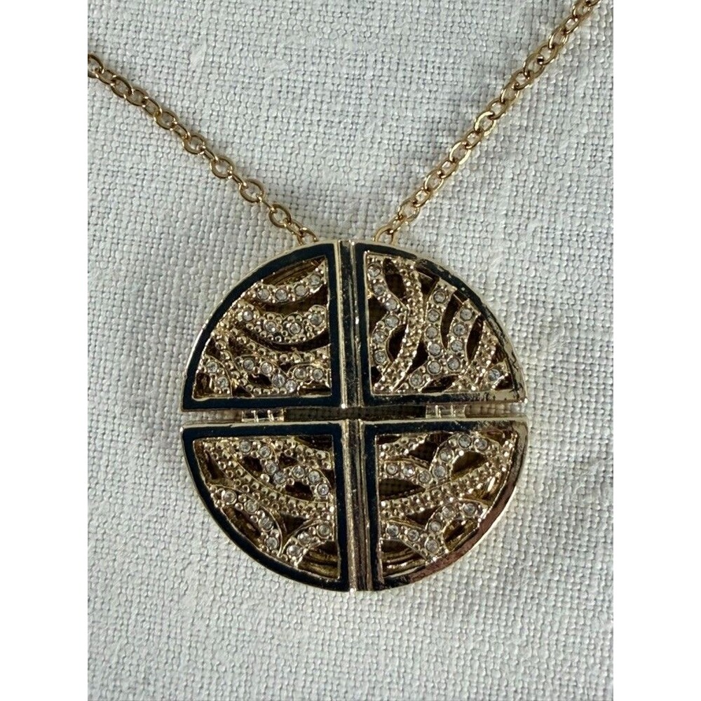 BaubleBar Gold Pave Crystal Openwork Medallion Necklace 19”+ Extender